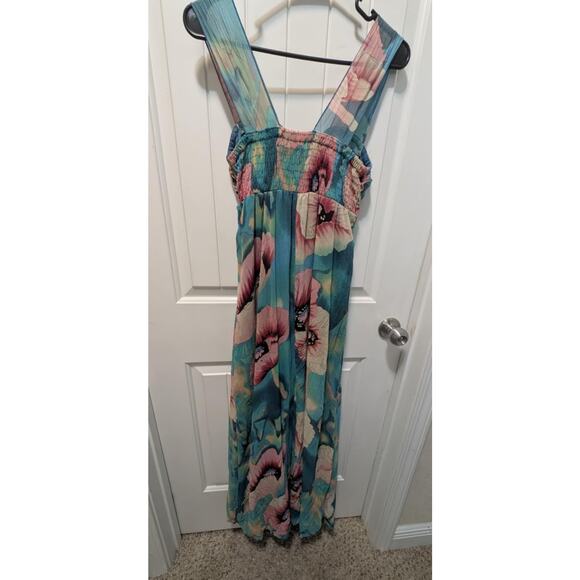 Xhilaration Womens M Sleeveless Maxi Dress Colorful Blue Floral Spring Summer - Picture 9 of 9